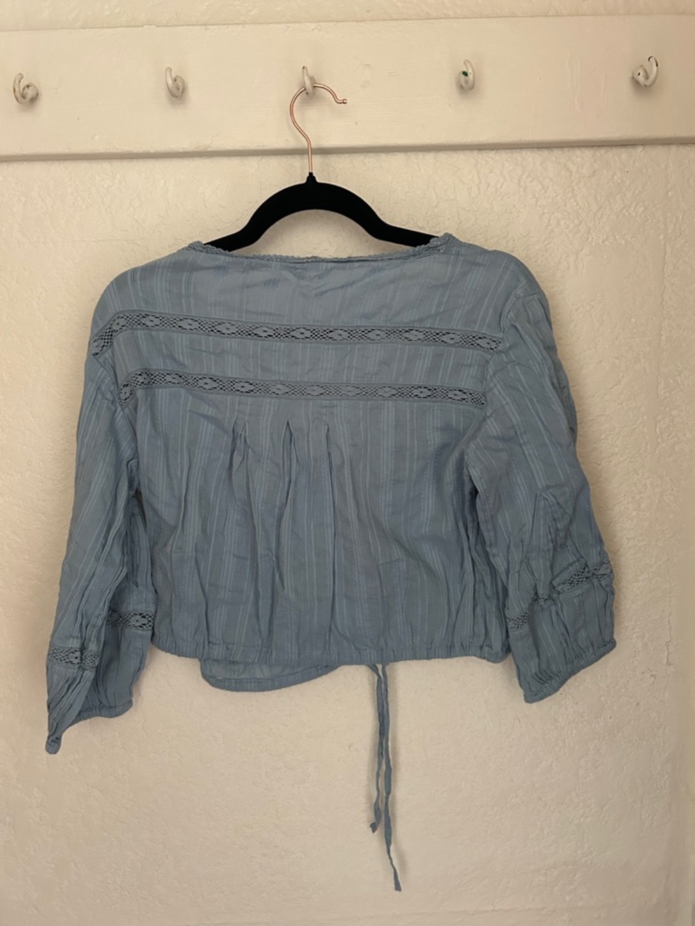 Free People Dusty Blue Embroidered Tie-Front Tunic - Picture 5 of 5